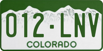 CO license plate 012LNV