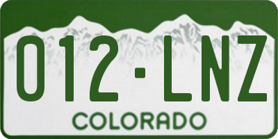 CO license plate 012LNZ