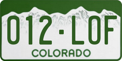 CO license plate 012LOF