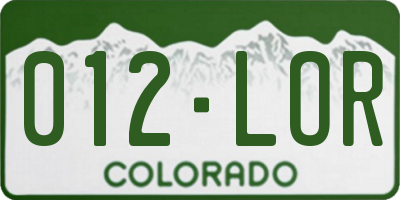 CO license plate 012LOR