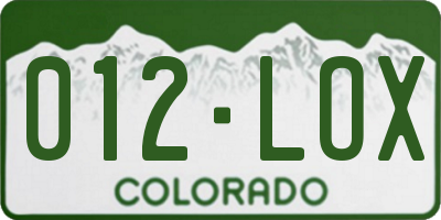 CO license plate 012LOX