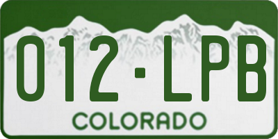 CO license plate 012LPB