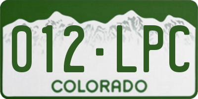 CO license plate 012LPC