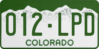 CO license plate 012LPD