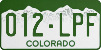 CO license plate 012LPF