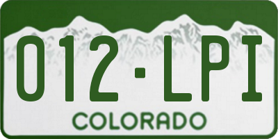 CO license plate 012LPI