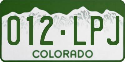 CO license plate 012LPJ