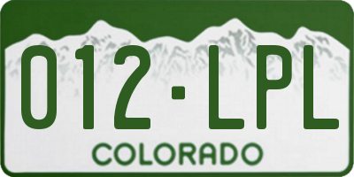 CO license plate 012LPL