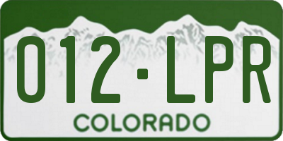 CO license plate 012LPR