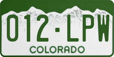 CO license plate 012LPW