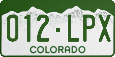 CO license plate 012LPX