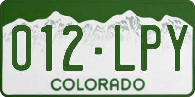 CO license plate 012LPY