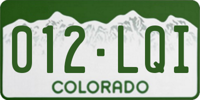 CO license plate 012LQI