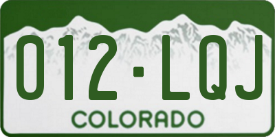CO license plate 012LQJ