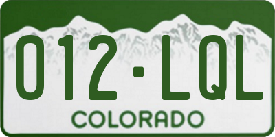 CO license plate 012LQL