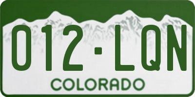 CO license plate 012LQN