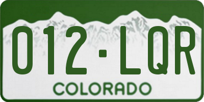 CO license plate 012LQR