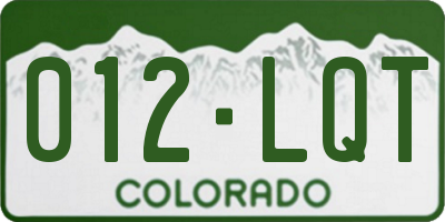CO license plate 012LQT