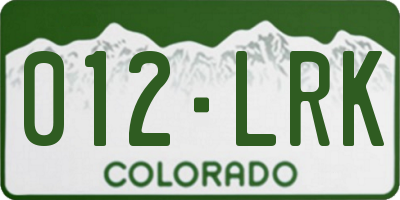 CO license plate 012LRK