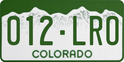 CO license plate 012LRO