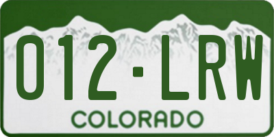 CO license plate 012LRW