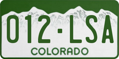 CO license plate 012LSA