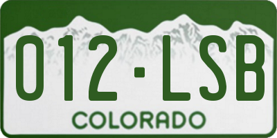 CO license plate 012LSB