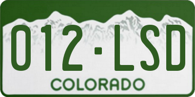 CO license plate 012LSD
