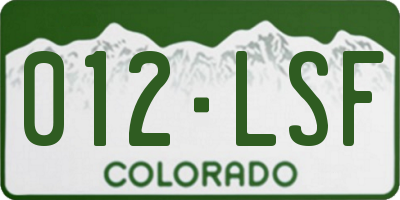 CO license plate 012LSF