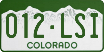 CO license plate 012LSI