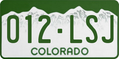 CO license plate 012LSJ