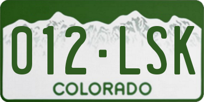 CO license plate 012LSK