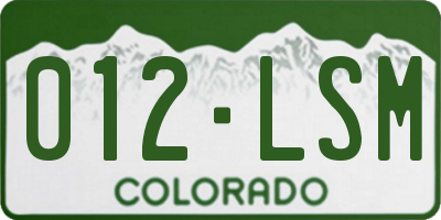CO license plate 012LSM