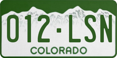 CO license plate 012LSN