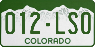 CO license plate 012LSO