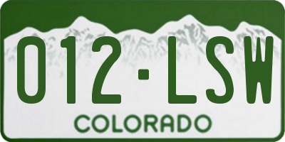 CO license plate 012LSW