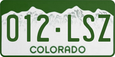 CO license plate 012LSZ