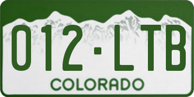 CO license plate 012LTB