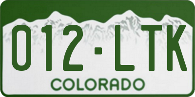 CO license plate 012LTK