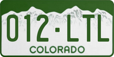 CO license plate 012LTL