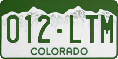 CO license plate 012LTM