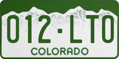 CO license plate 012LTO