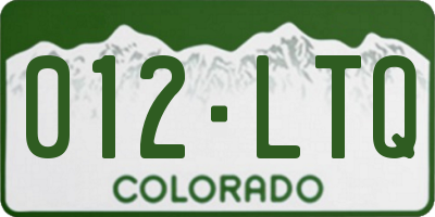 CO license plate 012LTQ
