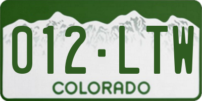 CO license plate 012LTW