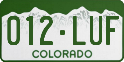 CO license plate 012LUF