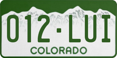 CO license plate 012LUI
