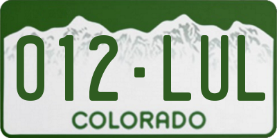 CO license plate 012LUL