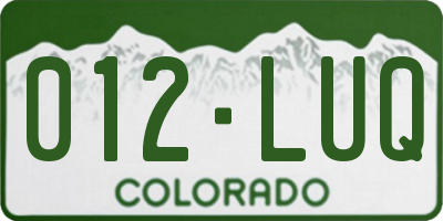 CO license plate 012LUQ