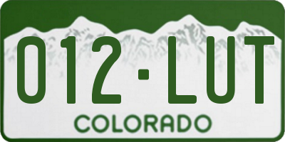 CO license plate 012LUT
