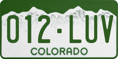 CO license plate 012LUV
